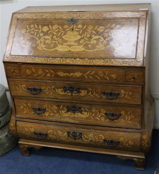 An 18th century Dutch marquetry bureau W.107cm